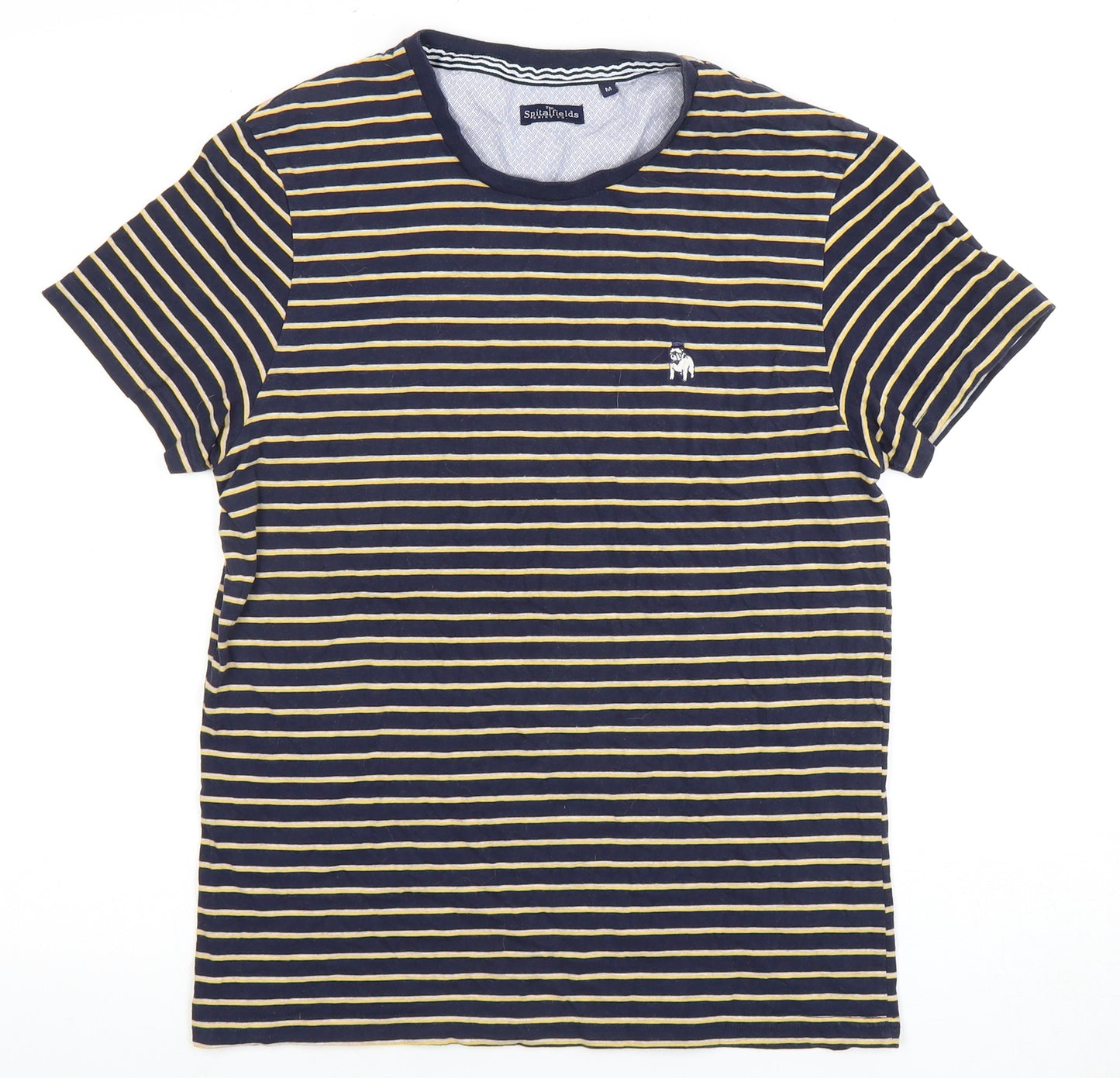 The Spitalfields Shirt Co. Men's Blue Ochre Stripe T-Shirt M
