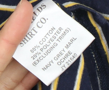 The Spitalfields Shirt Co. Men's Blue Ochre Stripe T-Shirt M