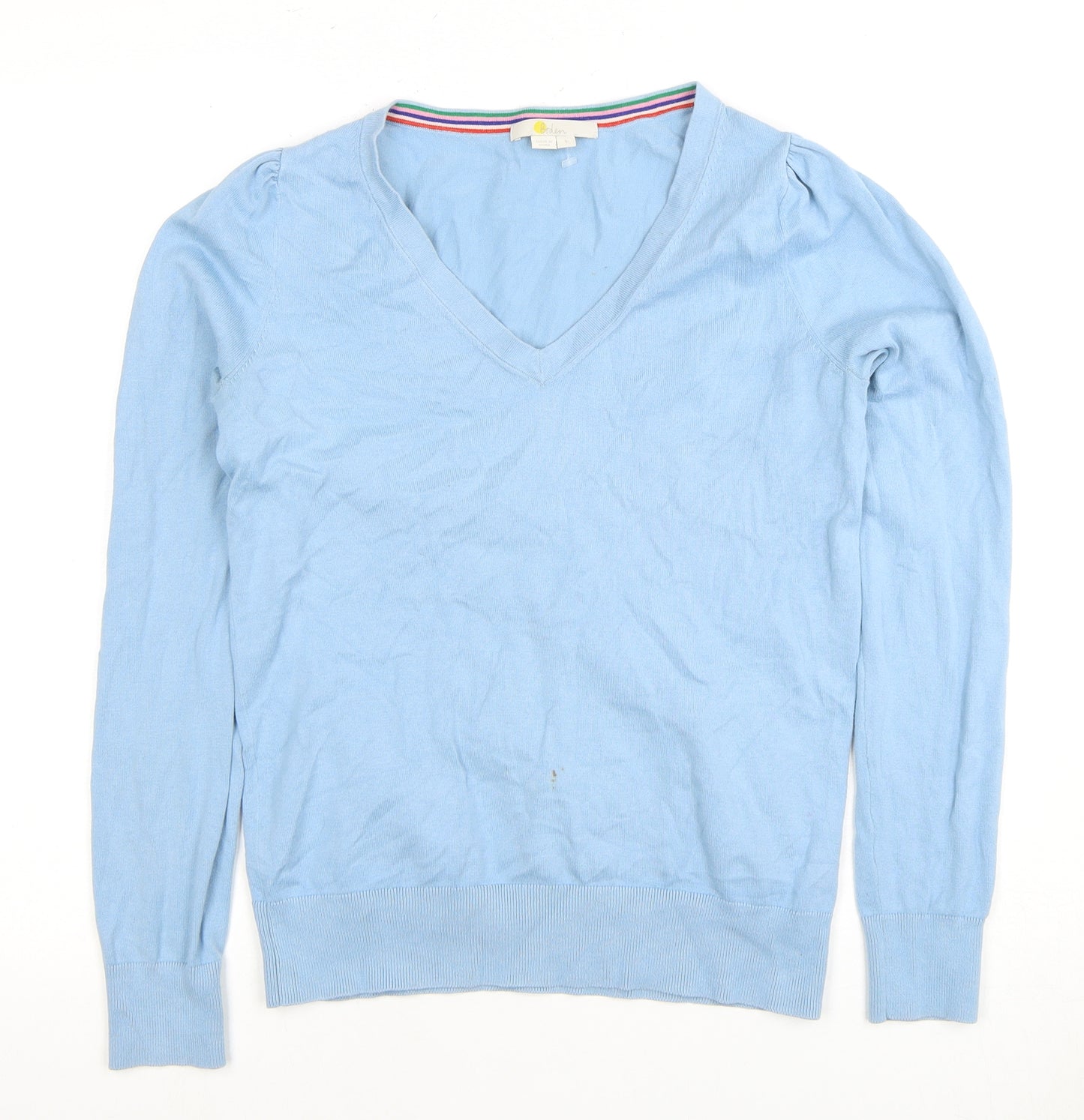 Boden Women's Blue V-Neck Cotton Sweater - Size S