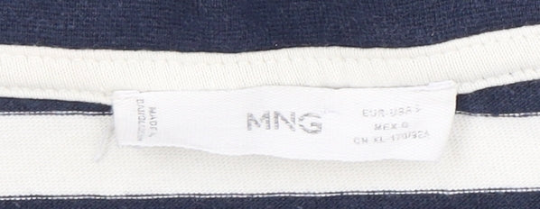MNG Women's Striped T-Shirt White S Ringer - Casual Style