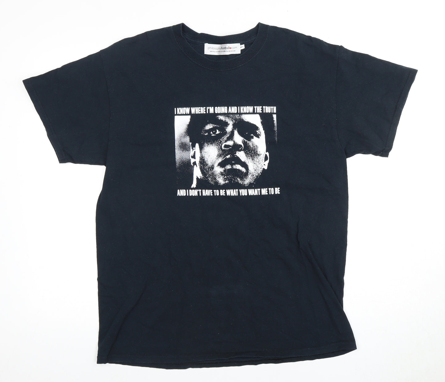 Mens Philosophy Football T-Shirt, Black, Size L, Graphic Tee