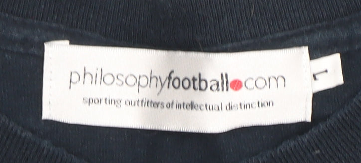Mens Philosophy Football T-Shirt, Black, Size L, Graphic Tee