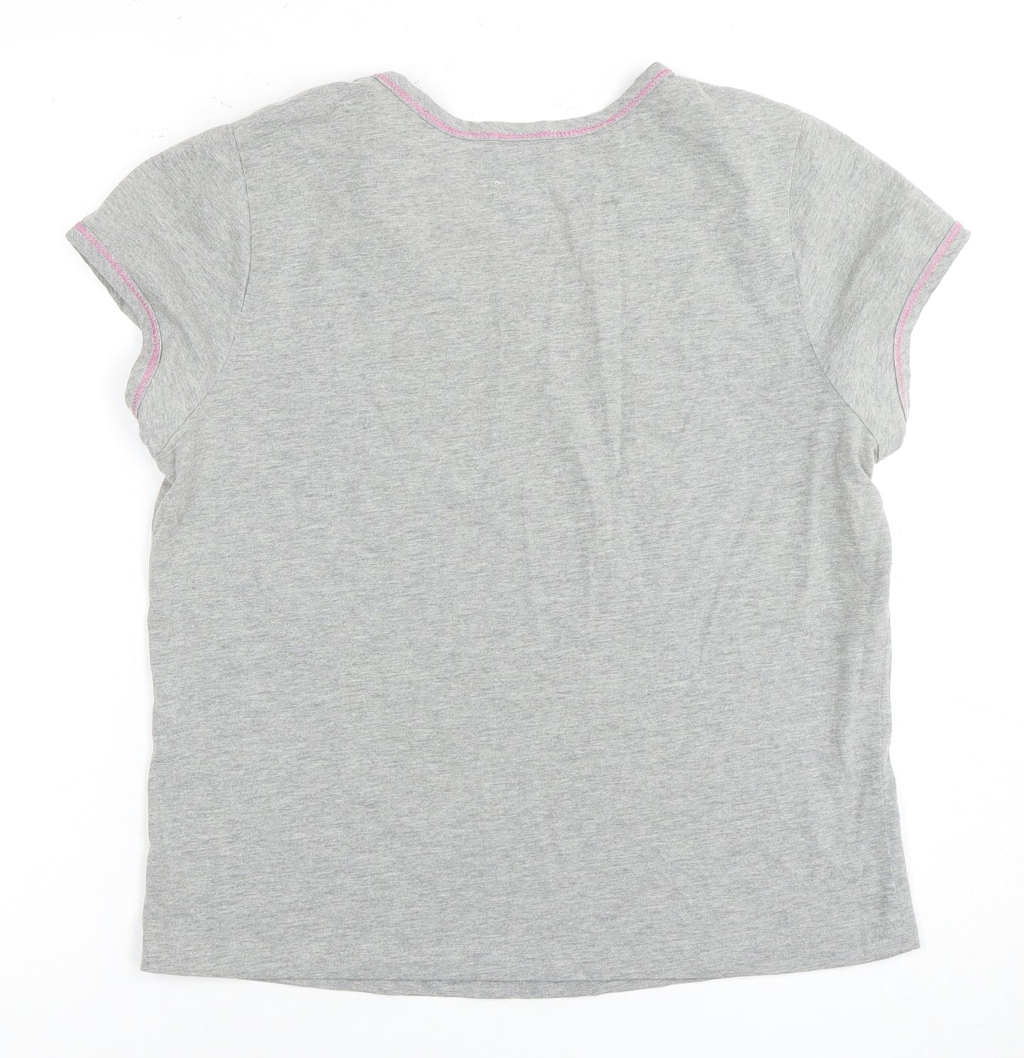 Disney Women's Grey T-Shirt 12 V-Neck Cartoon Casual