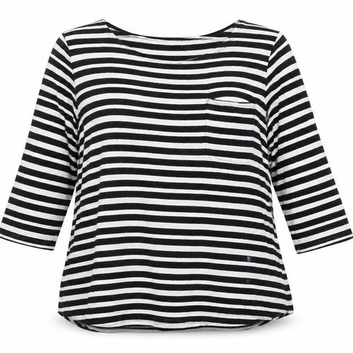 Arabella and Addison Women's Black Striped T-Shirt M