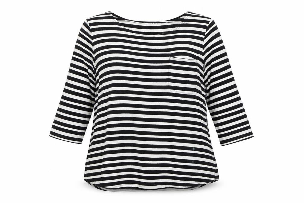 Arabella and Addison Women's Black Striped T-Shirt M