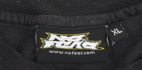 No Fear Men's Black Skull Graphic T-Shirt XL