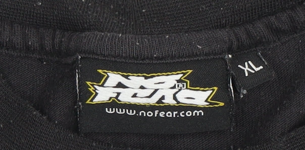 No Fear Men's Black Skull Graphic T-Shirt XL