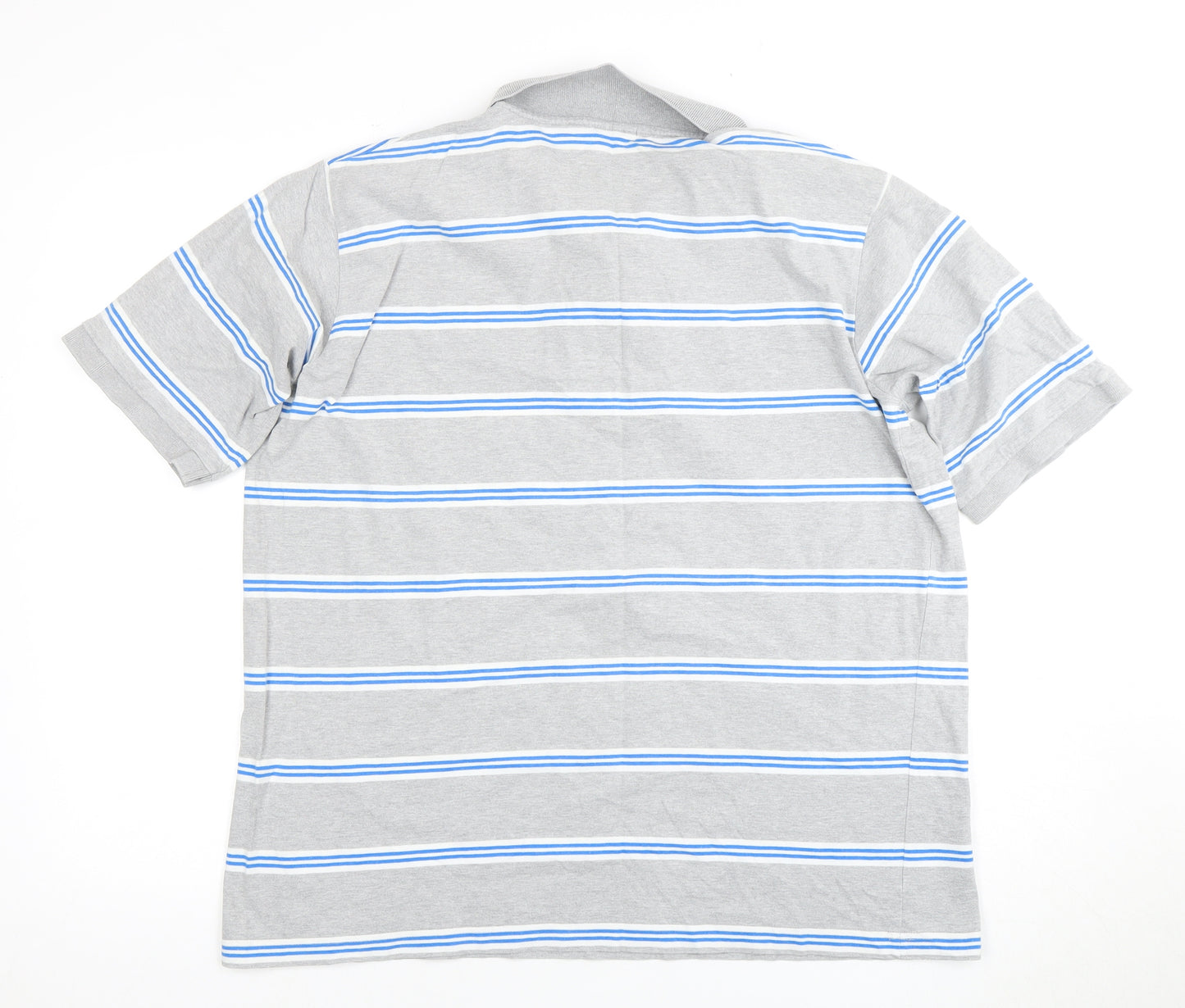 Leicester City Men's Grey Striped Polo Shirt L
