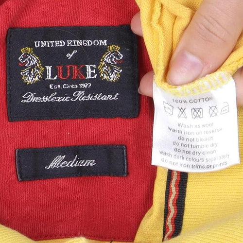 Luke Men's Yellow Polo Shirt Medium Short Sleeve
