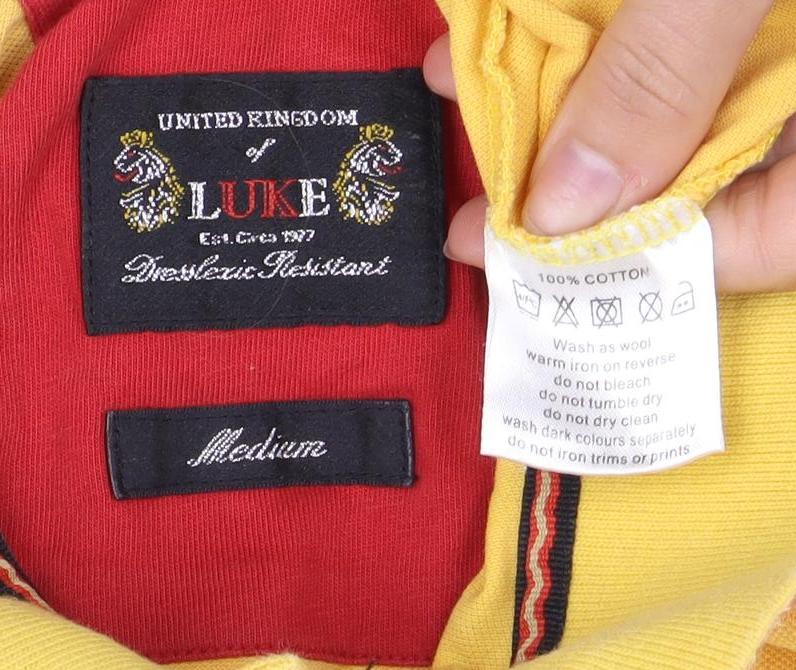 Luke Men's Yellow Polo Shirt Medium Short Sleeve