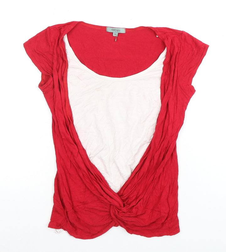 Therapy Red Sleeveless Wrap T-Shirt Women's Size 10