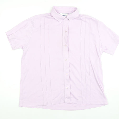 Damart Women's Pink Collared Button-Up Shirt Size 16