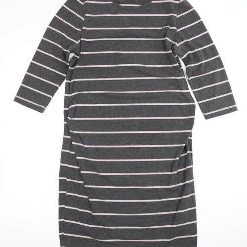 Blooming Marvellous Women's Grey Striped Midi Shift Dress