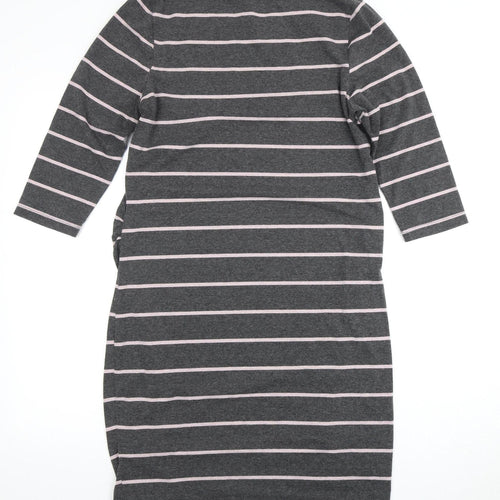 Blooming Marvellous Women's Grey Striped Midi Shift Dress