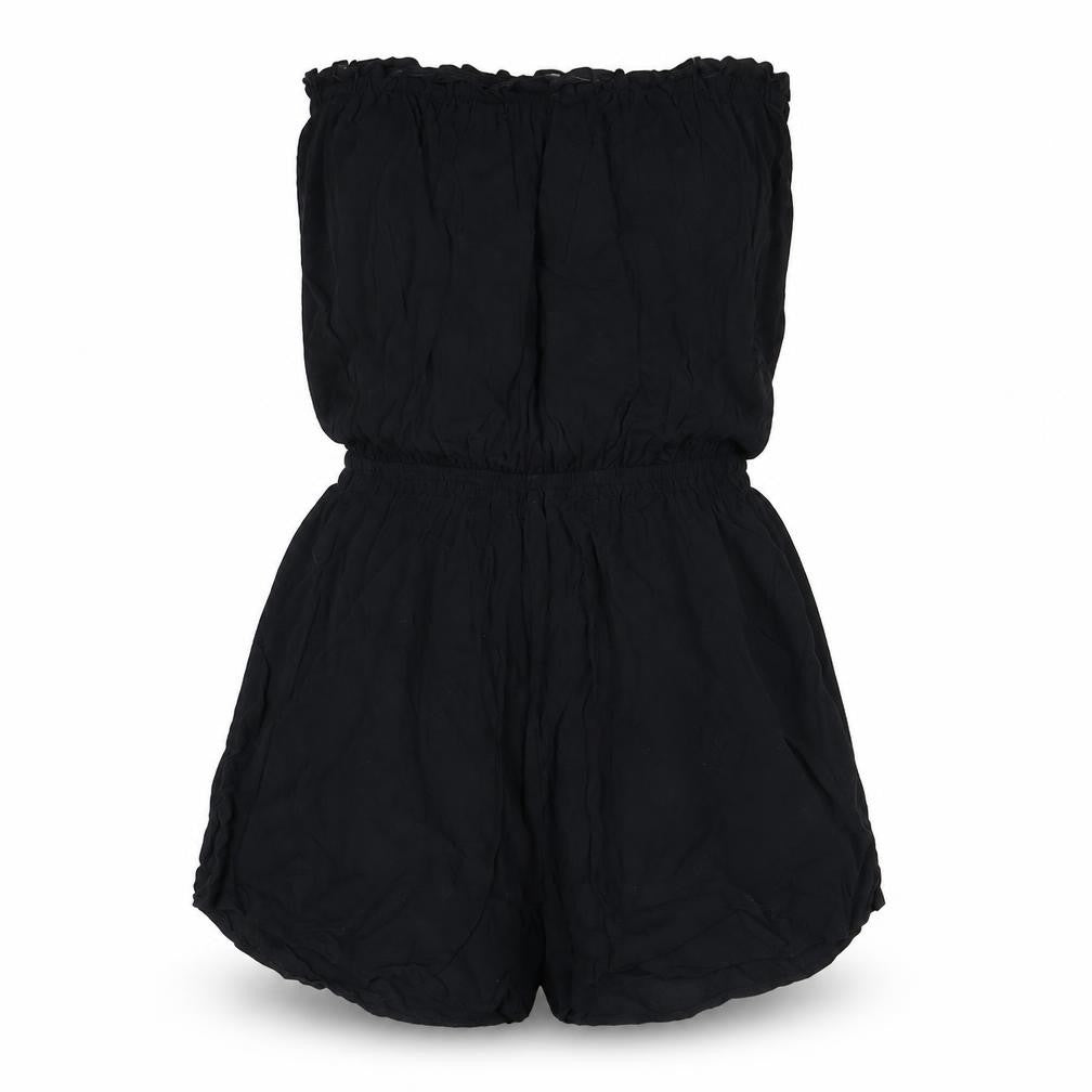 Front view of H&M Women's Black Playsuit Woven Material, size 4