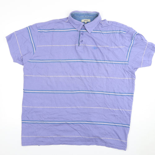 EWM Men’s Purple Striped Polo - 2XL Short Sleeve