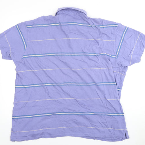 EWM Men’s Purple Striped Polo - 2XL Short Sleeve
