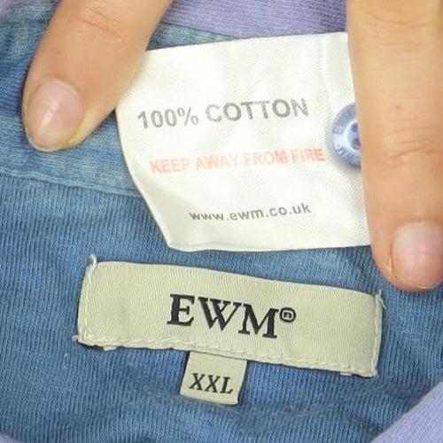 EWM Men’s Purple Striped Polo - 2XL Short Sleeve