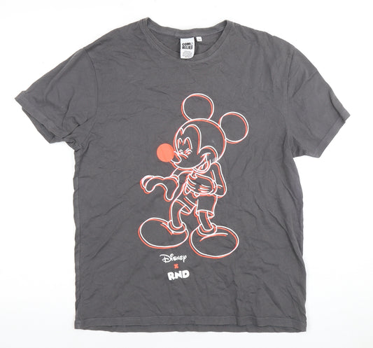 Front view of Comic Relief Disney Mickey Mouse Grey XS T-Shirt