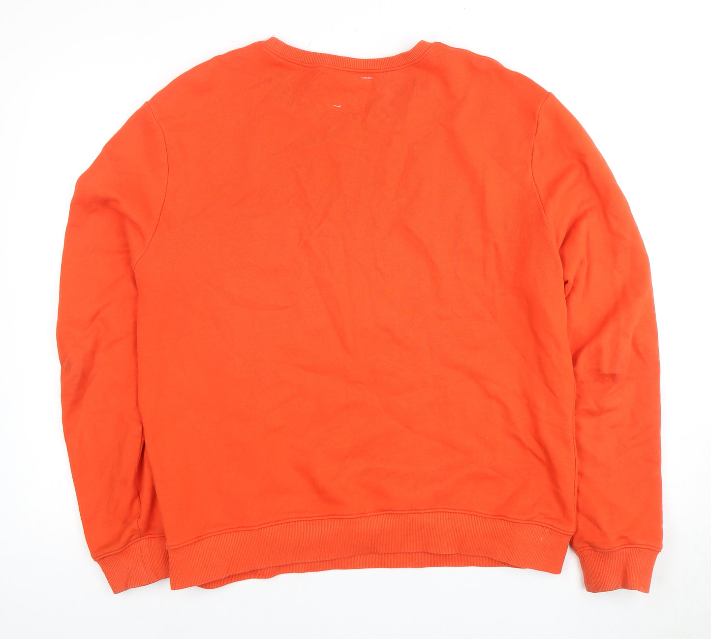 HYMN Men's Orange Crew Neck Logo Sweatshirt L