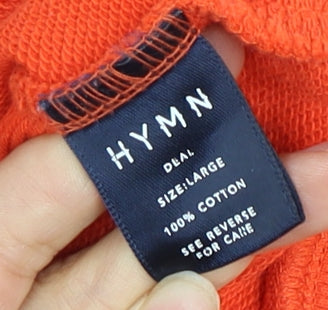 HYMN Men's Orange Crew Neck Logo Sweatshirt L