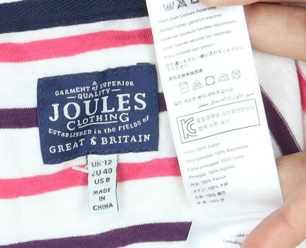 Joules Women's Striped T-Shirt Multicoloured Size 14