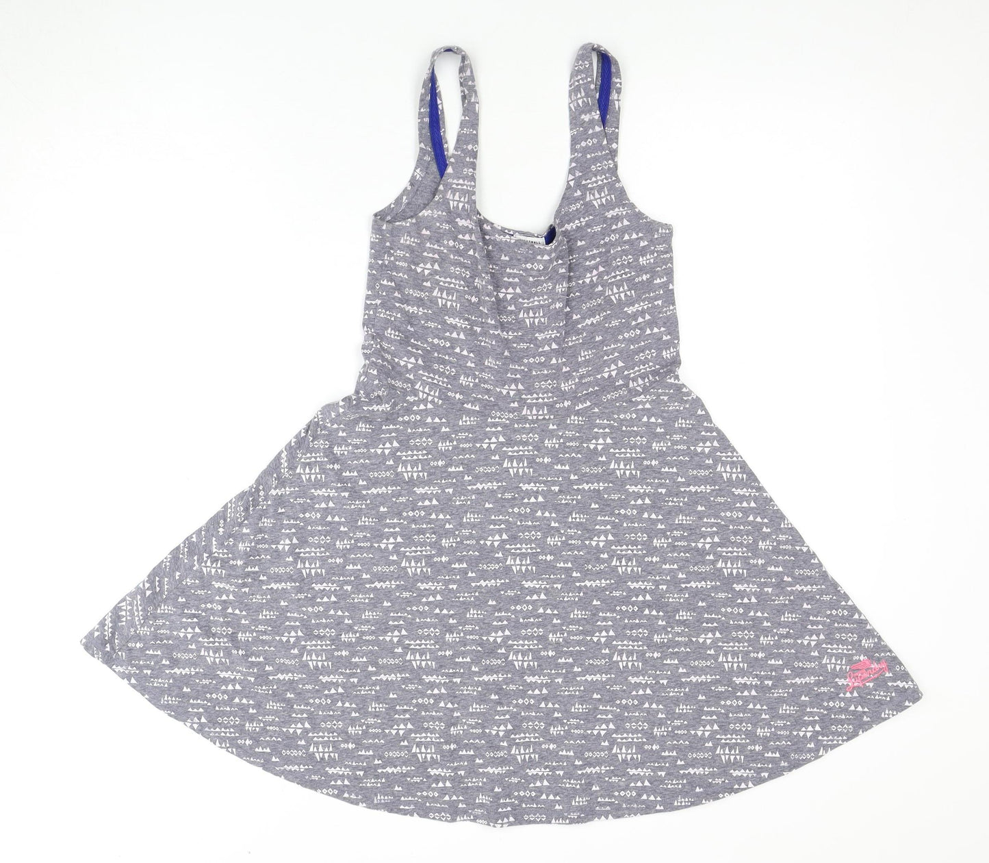 Superdry Women's Grey Geometric Sleeveless Dress XS