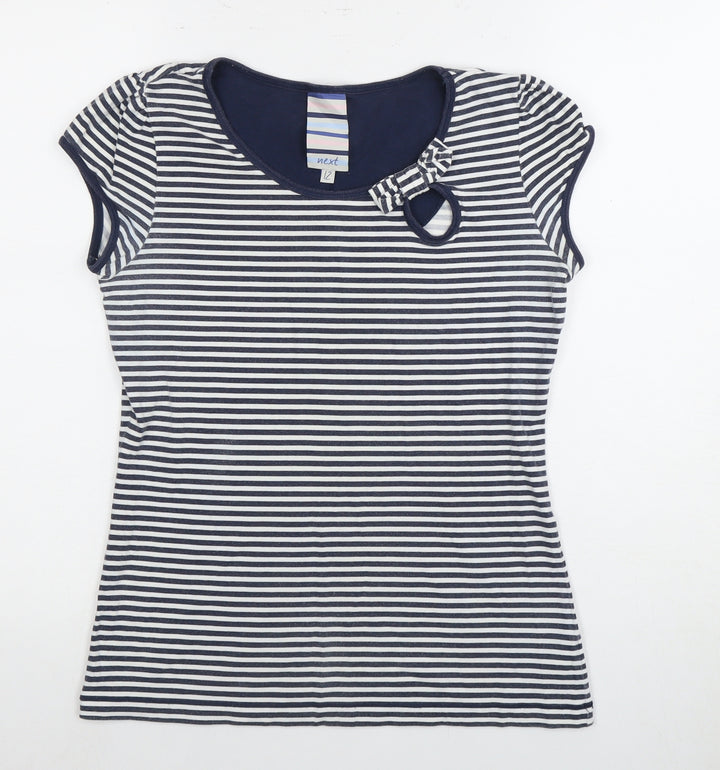 Next Women's Stripe T-Shirt Size 12 Bow Detail