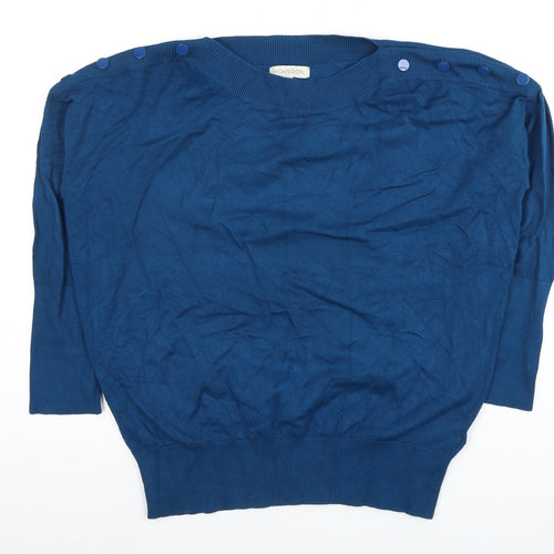 Monsoon Women Blue M Basic Sweater with Buttons - Casual