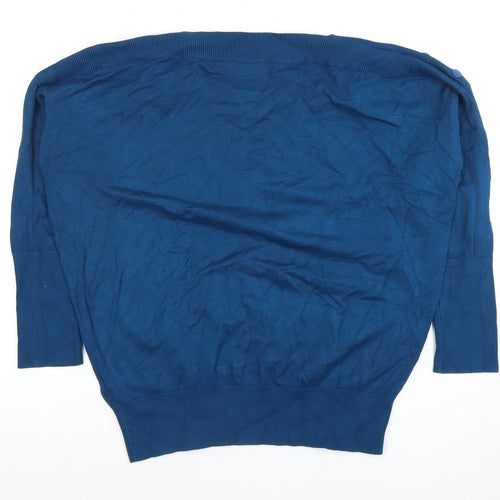 Monsoon Women Blue M Basic Sweater with Buttons - Casual