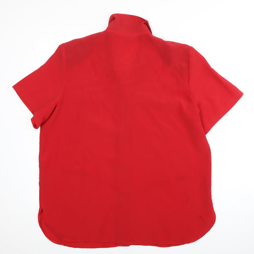 Bon Marche Women’s Red Button-Up Short Sleeve Blouse