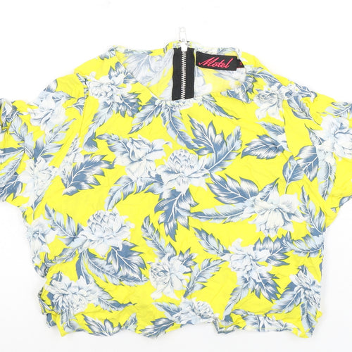 Motel Women's Yellow Floral Zip Top S