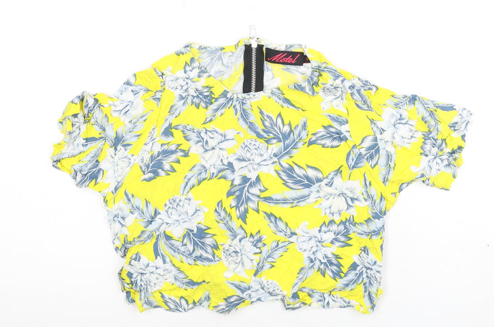 Motel Women's Yellow Floral Zip Top S
