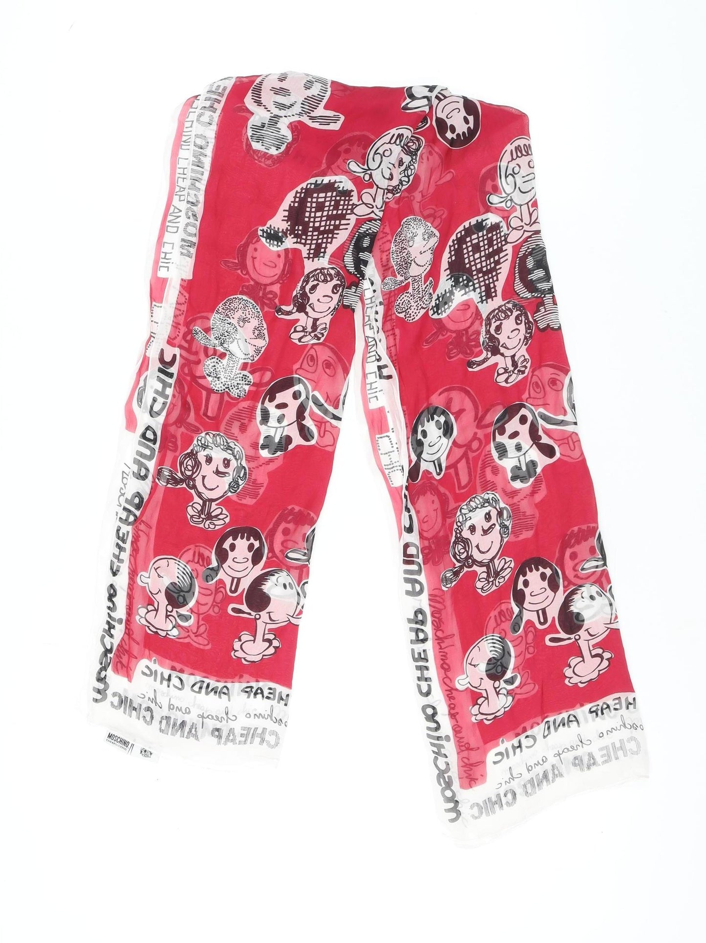 Moschino Women’s Red Cartoon Silk Scarf