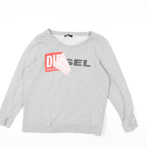 Diesel Women's Grey Logo Sweatshirt, Long Sleeve