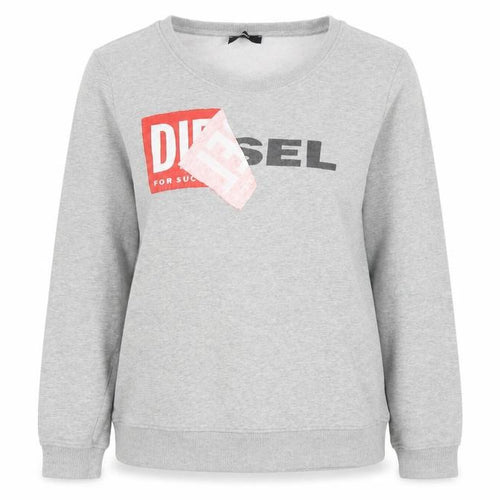 Diesel Women's Grey Logo Sweatshirt, Long Sleeve