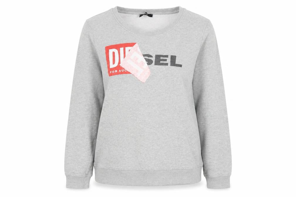 Diesel Women's Grey Logo Sweatshirt, Long Sleeve