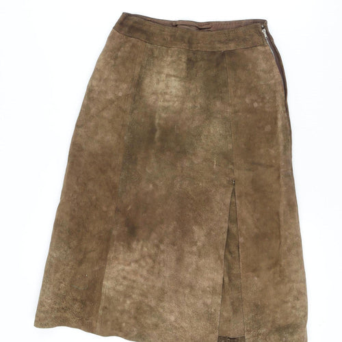 Brown Suede Women's Midi Pencil Skirt Size 16
