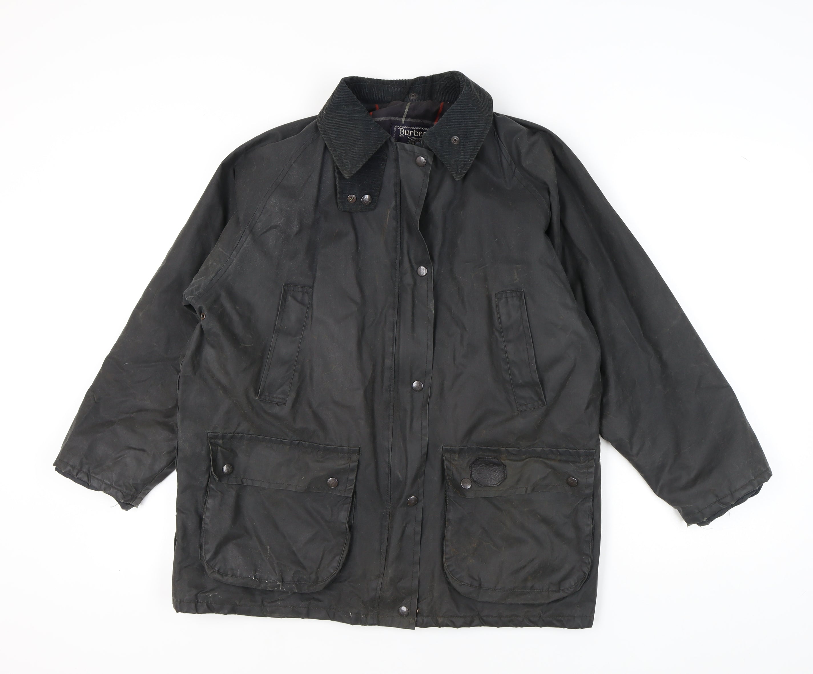 Burberry Men's Black Waxed Jacket - Classic Outdoor Style – Preworn