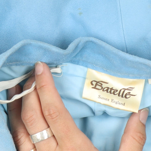 Batelle Women's Blue Suede Midi A-Line Skirt, Size 16