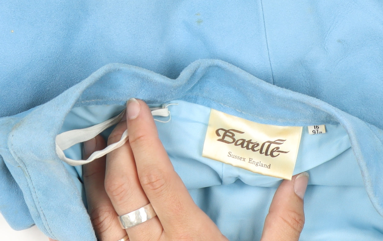 Batelle Women's Blue Suede Midi A-Line Skirt, Size 16