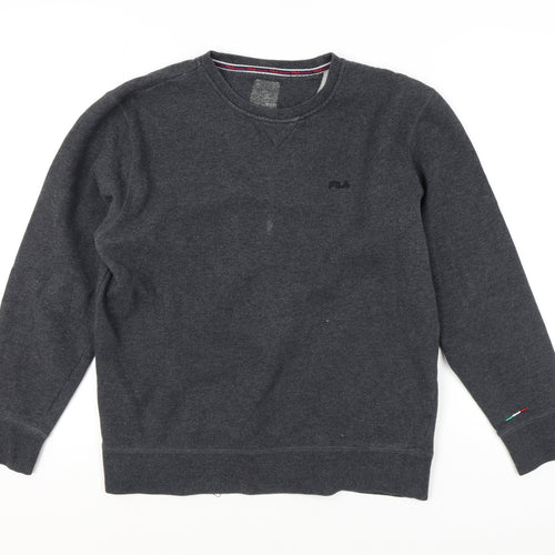 Fila Men's Grey Pullover Sweatshirt, Logo Accent