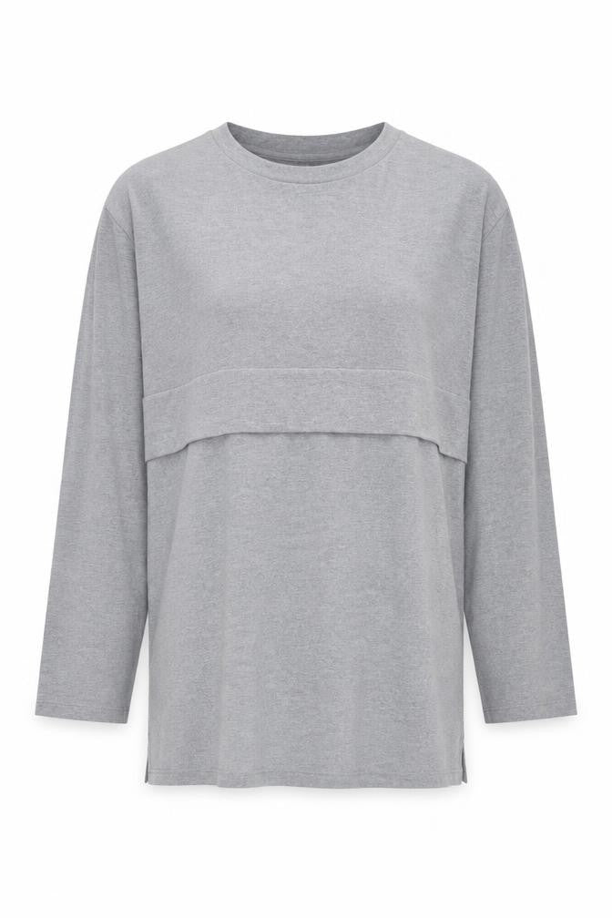 Front view of Next Women's Grey Long Sleeve T-Shirt, size 16, Basic Style