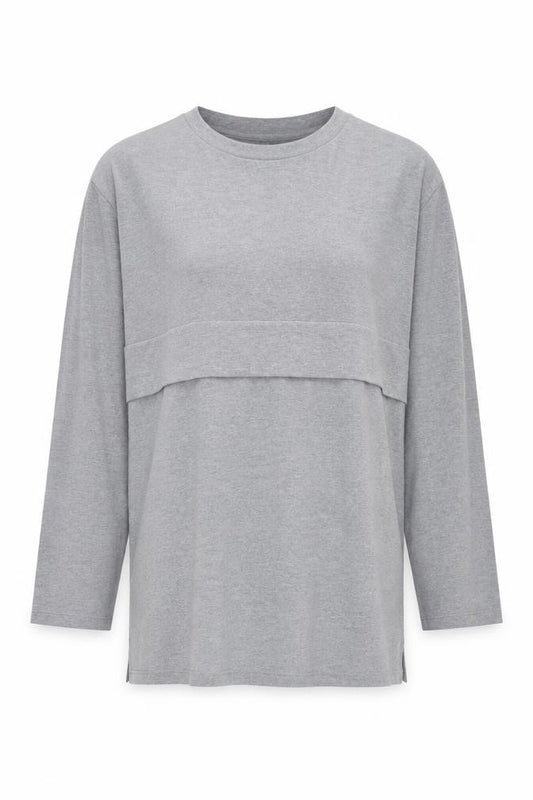 Front view of Next Women's Grey Long Sleeve T-Shirt, size 16, Basic Style