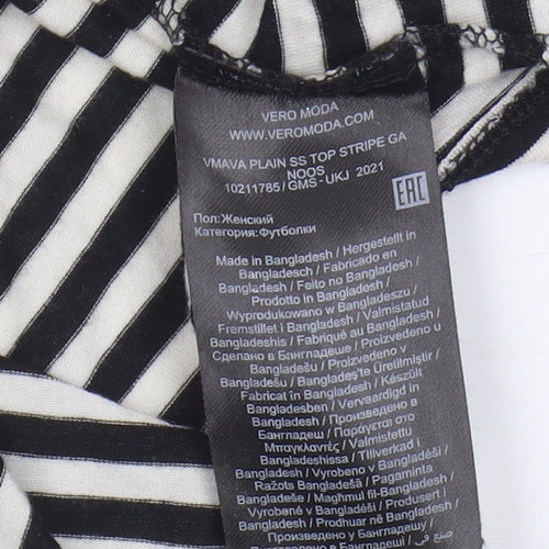 Vero Moda Women's Striped T-Shirt, Black, Size S