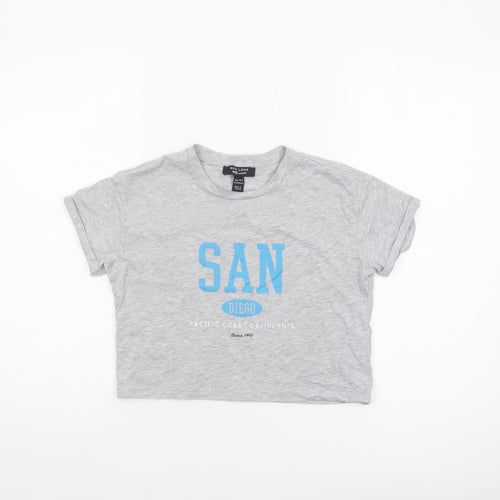 New Look Girls Grey Cropped T-Shirt, Size 10-11