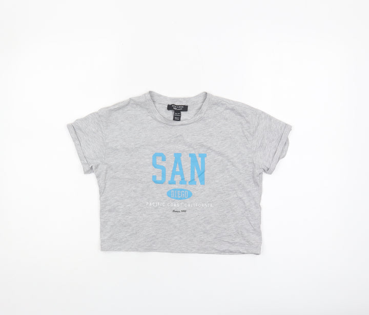New Look Girls Grey Cropped T-Shirt, Size 10-11