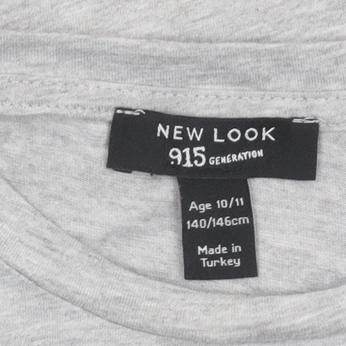 New Look Girls Grey Cropped T-Shirt, Size 10-11