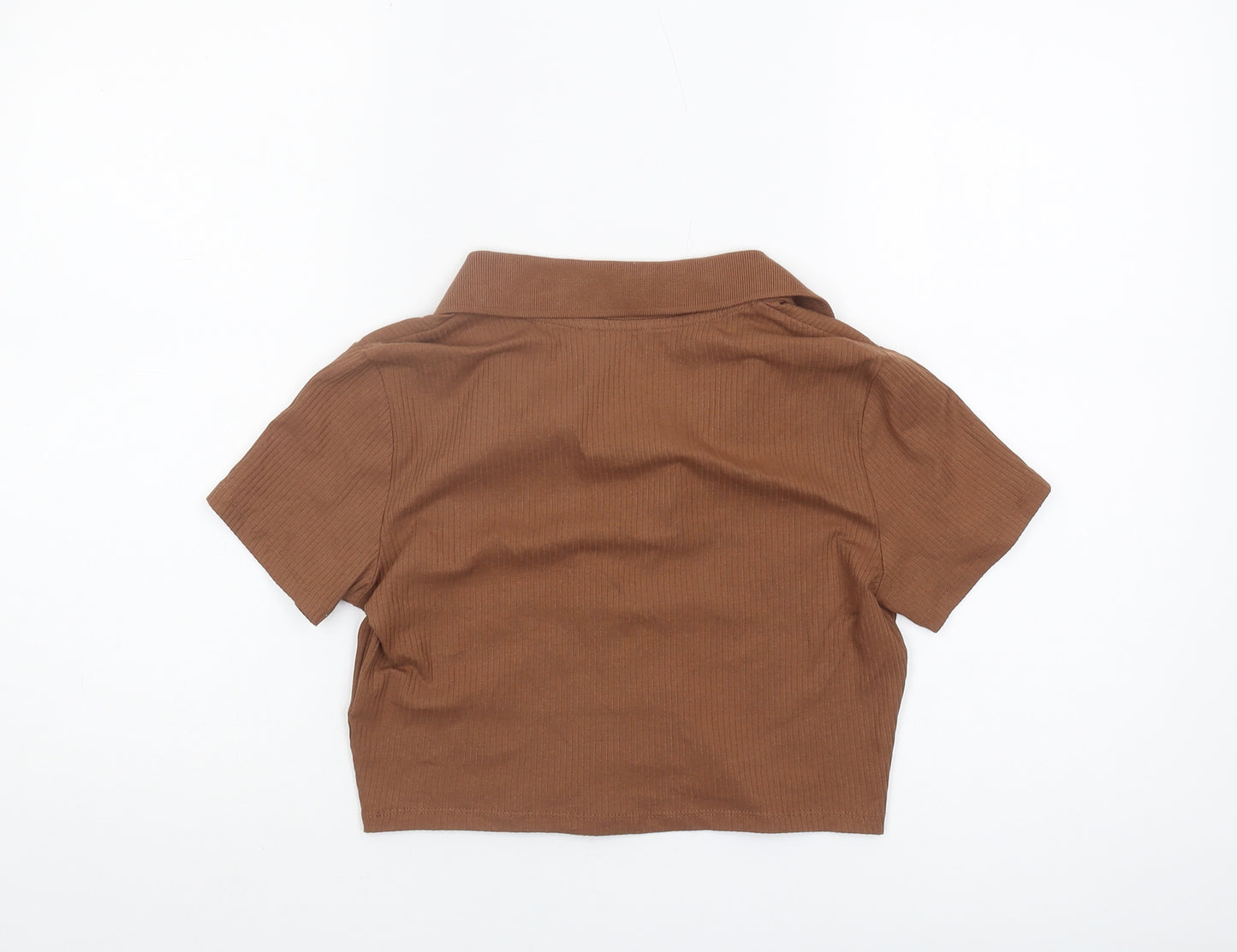 Monki Women's Brown Cropped Polo Shirt - M