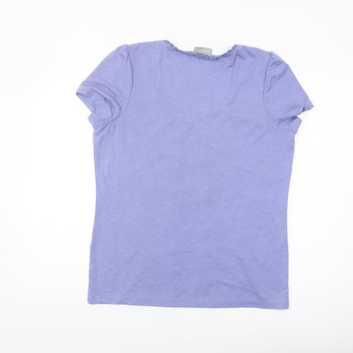 Per Una Women's Purple Scoop Neck T-Shirt Lace Accents
